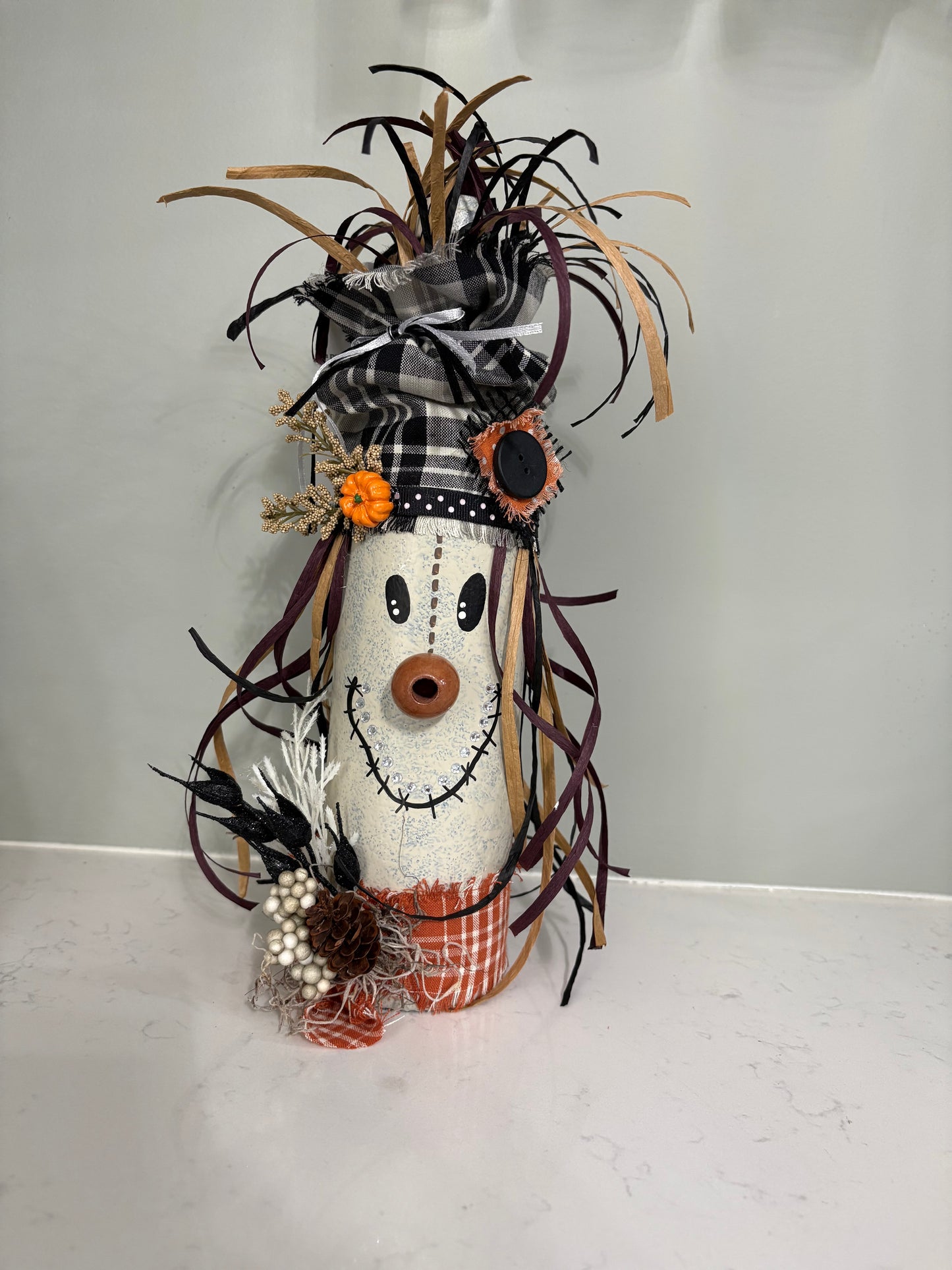 wine bottle scarecrow